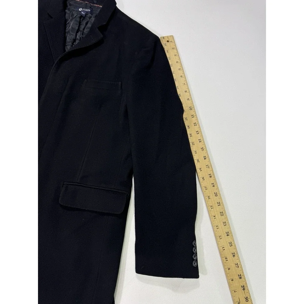 J Crew Mayfair Topcoat Mens Large Black Wool Cashmere Quilted Overcoat 17935 L